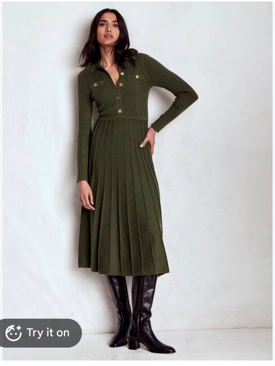 Boden Dresses & Skirts - Boden Olive Green Ribbed Midi Dress